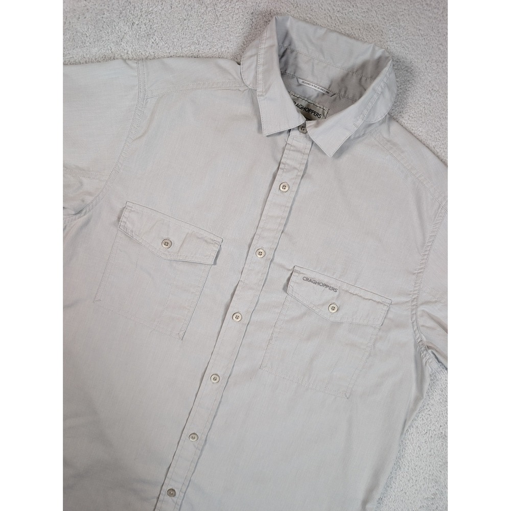 Craghoppers Mens SolarShield Long Sleeve Button Down Shirt Grey CMS338 Size M